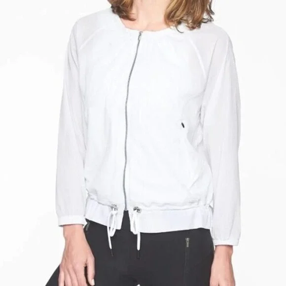 Athleta Avenue Lightweight Jacket White Full Zip Women's Size Medium H14042 - Picture 1 of 12